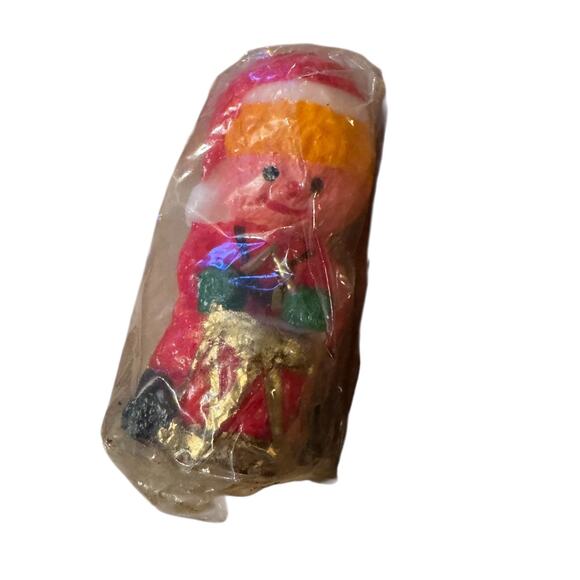 Vintage Christmas Candle Lot Santa Japan & Drummer Boy Wrapped Melted Wax Figure - Picture 5 of 8
